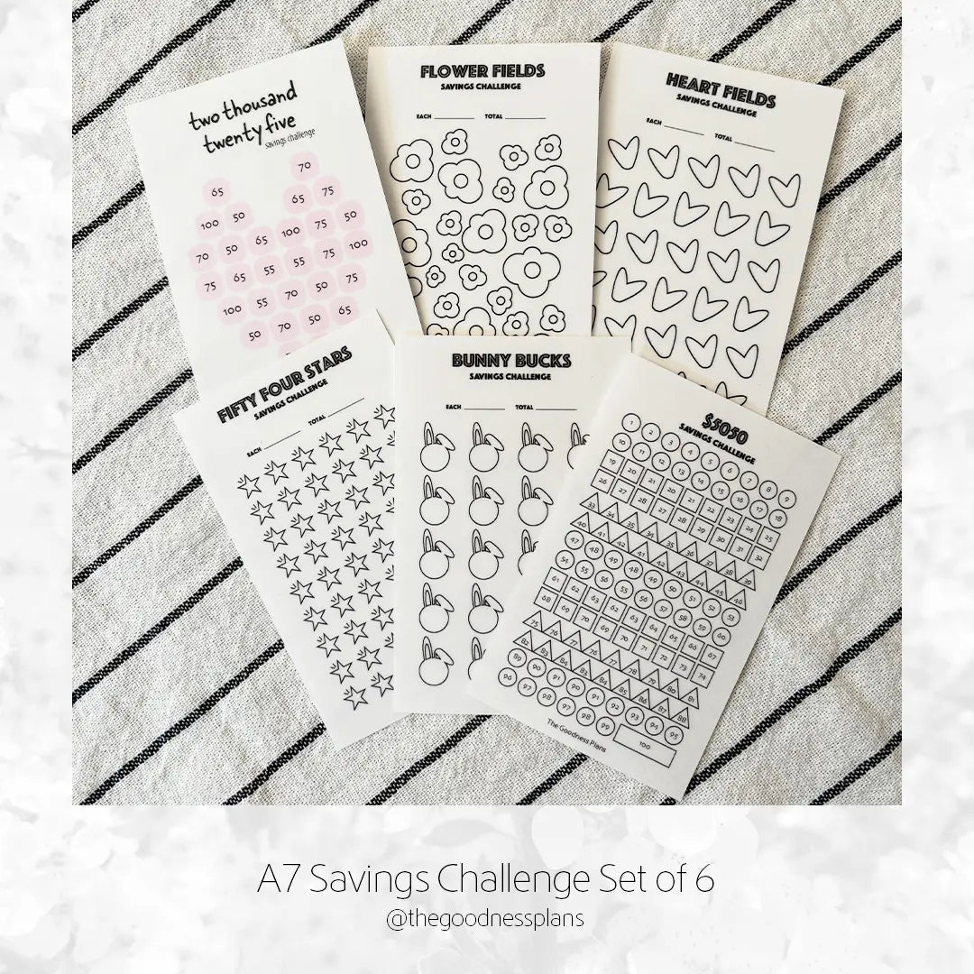 Savings Challenge – Tracker Card Set - A7