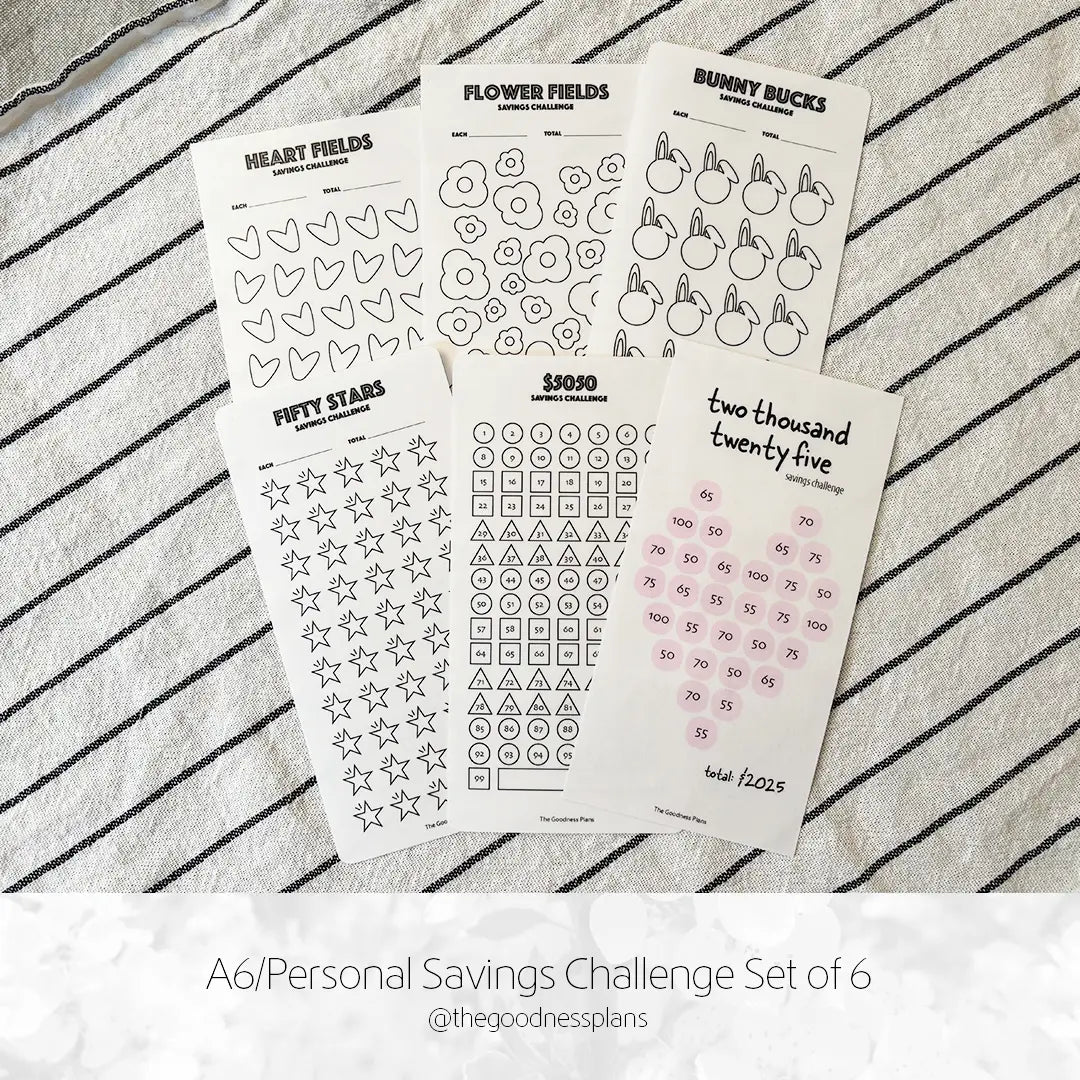 Savings Challenge – Tracker Card Set - A6