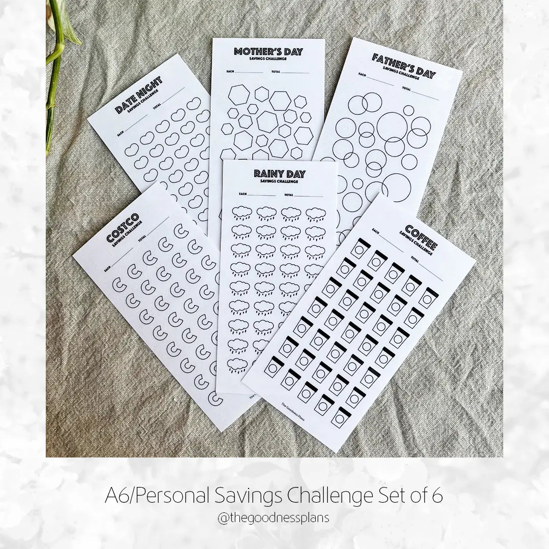 Savings Challenge – Tracker Card Set - A6