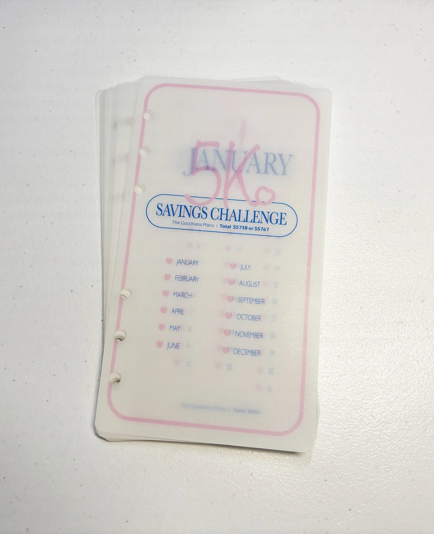 5K Savings Challenge Set | 12 Monthly Envelopes + Title page