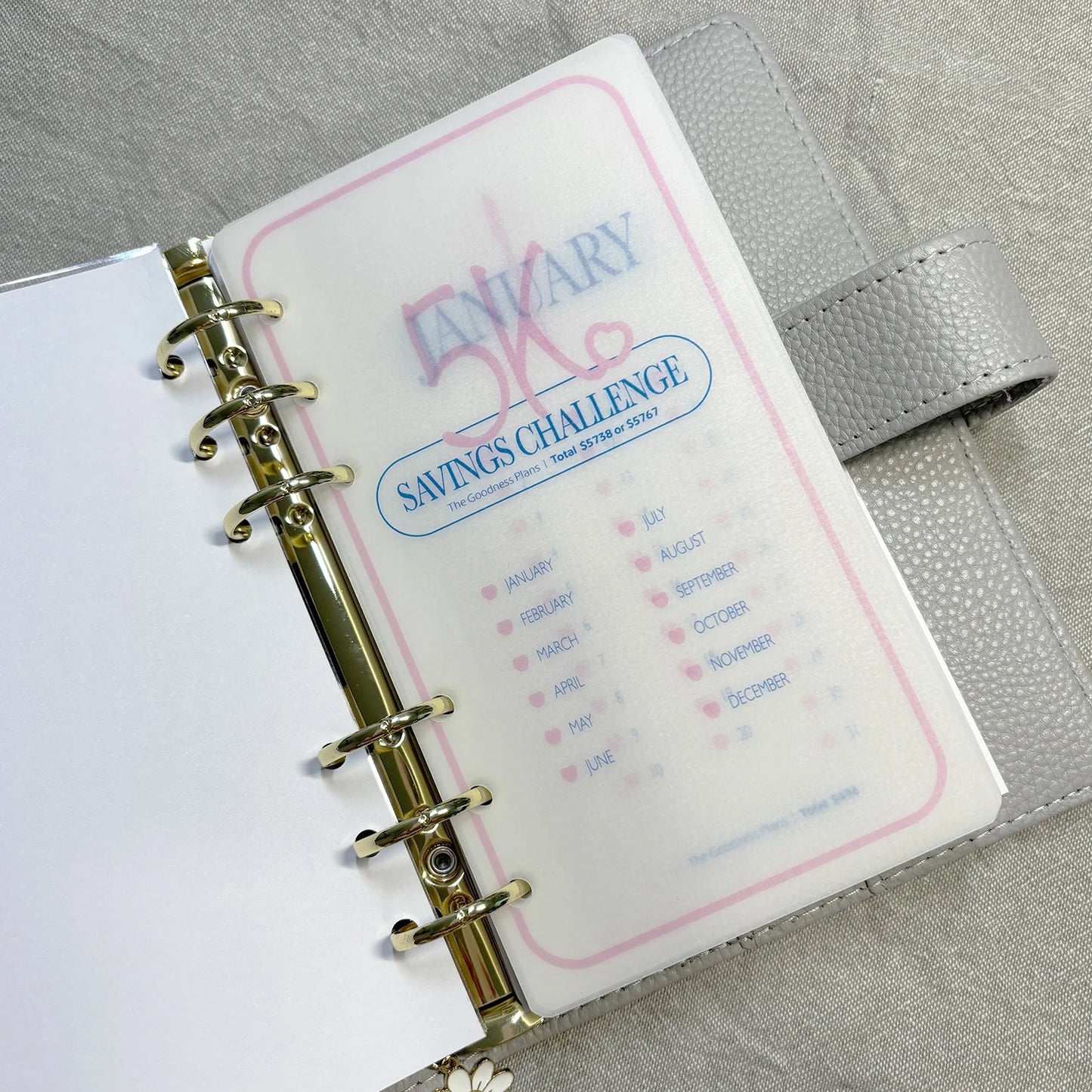 5K Savings Challenge Set | 12 Monthly Envelopes + Title page