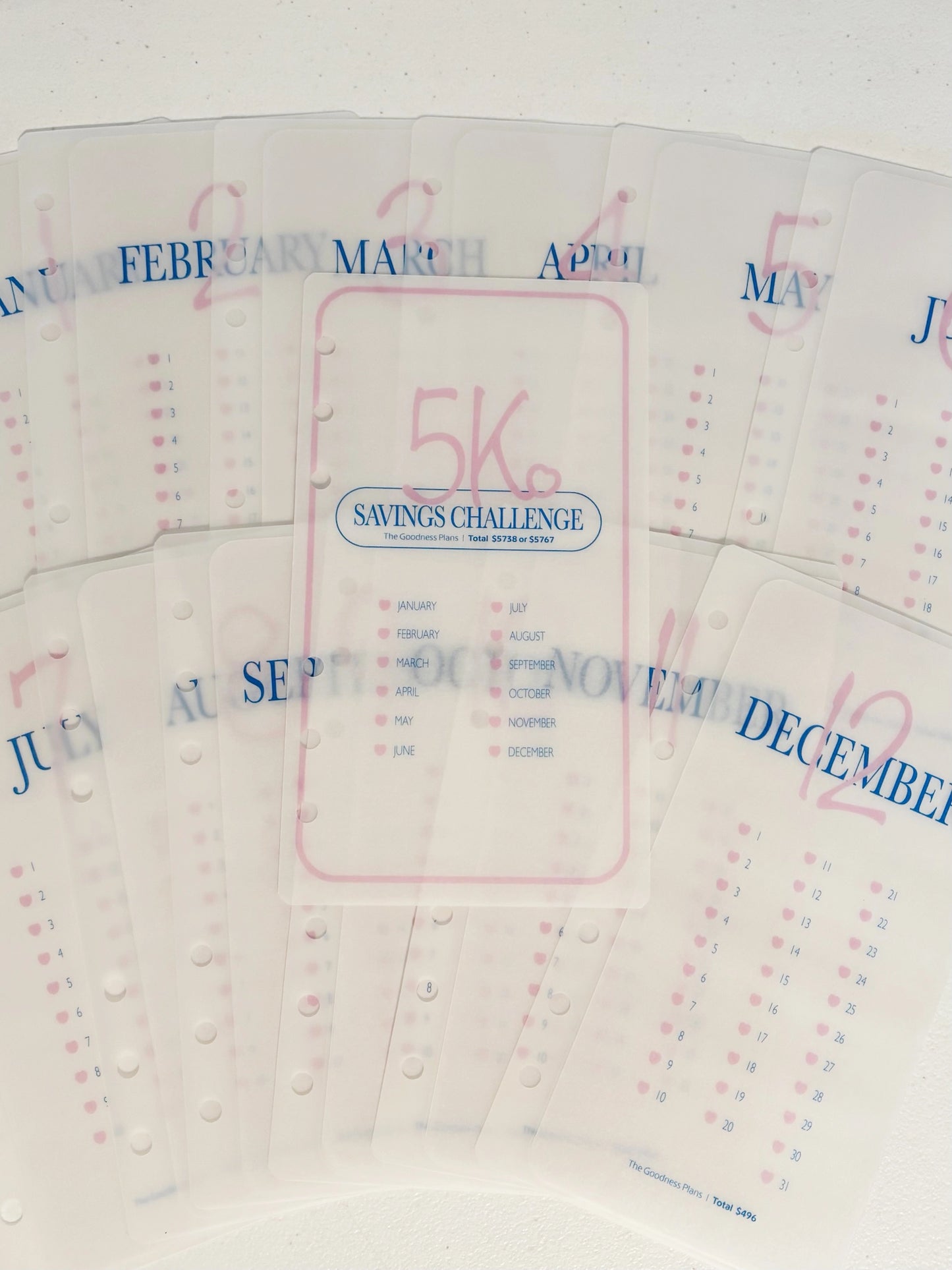 5K Savings Challenge Set | 12 Monthly Envelopes + Title page