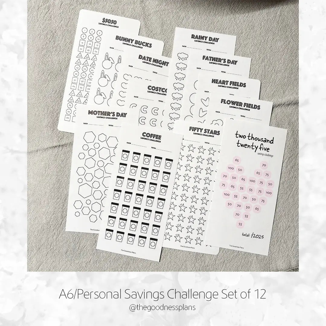Savings Challenge – Tracker Card Set - A6