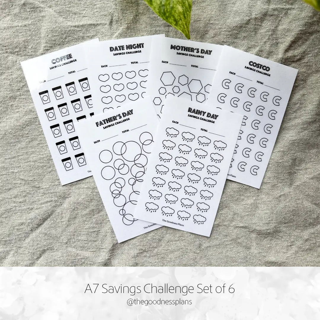 Savings Challenge – Tracker Card Set - A7