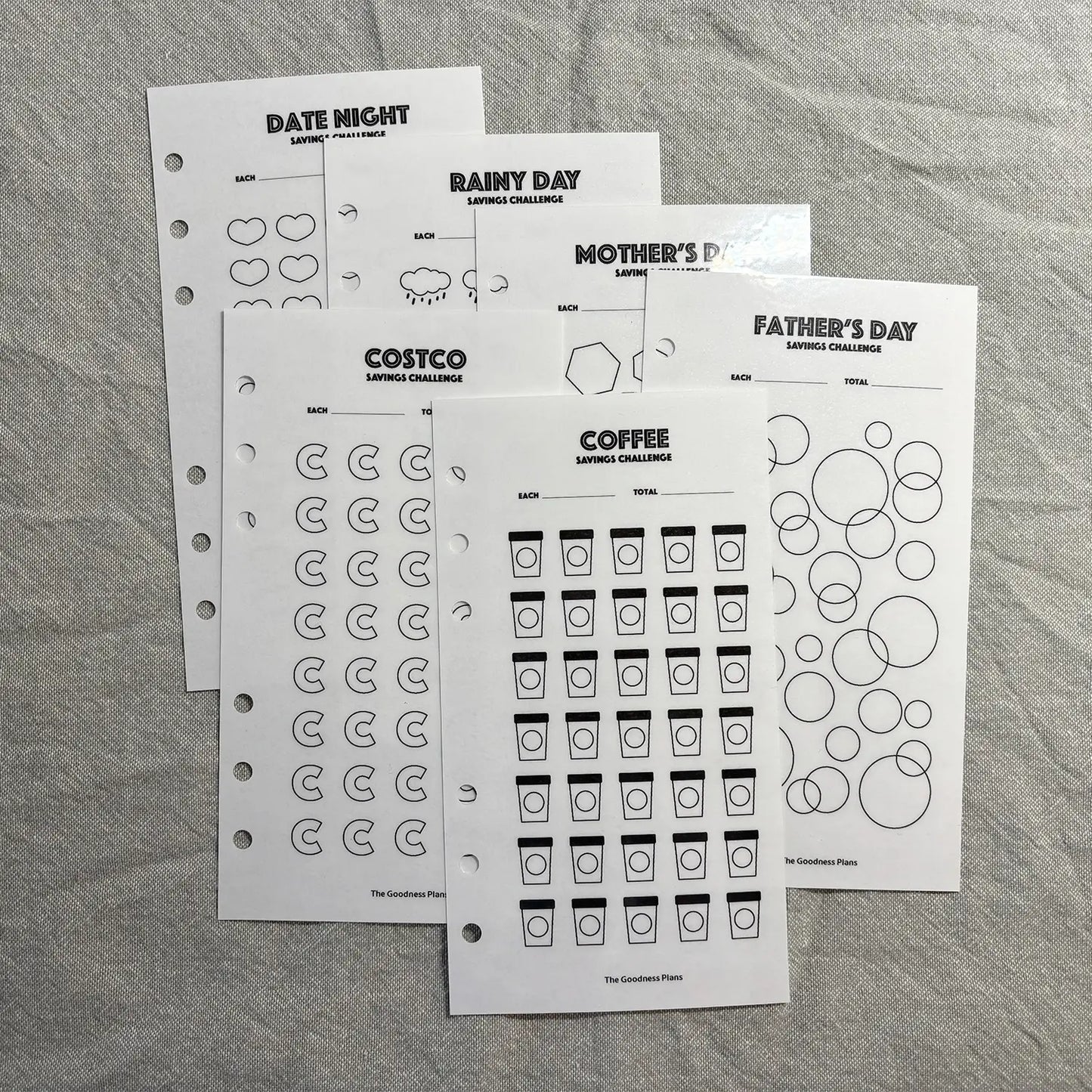 Savings Challenge - Tracker Pages Set - A6 / Personal