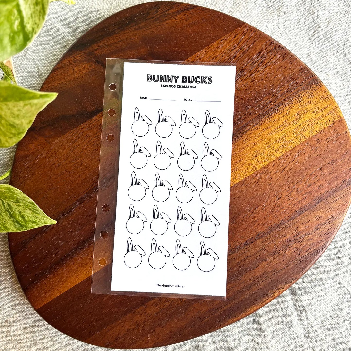 Défi d'épargne Bunny – Enveloppe de suivi