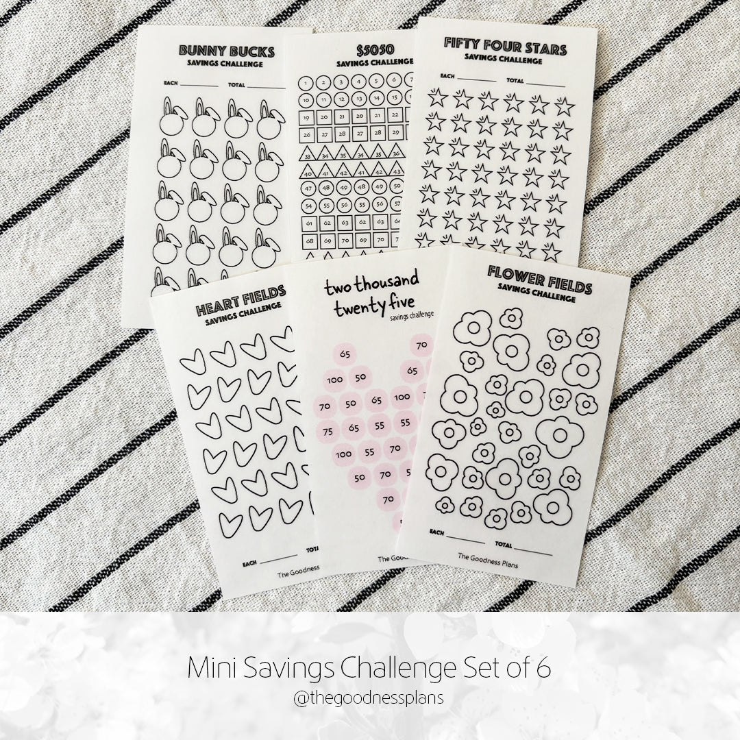 Savings Challenge – Tracker Card  Set - Mini size