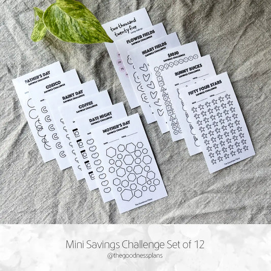 Savings Challenge – Tracker Card  Set - Mini size
