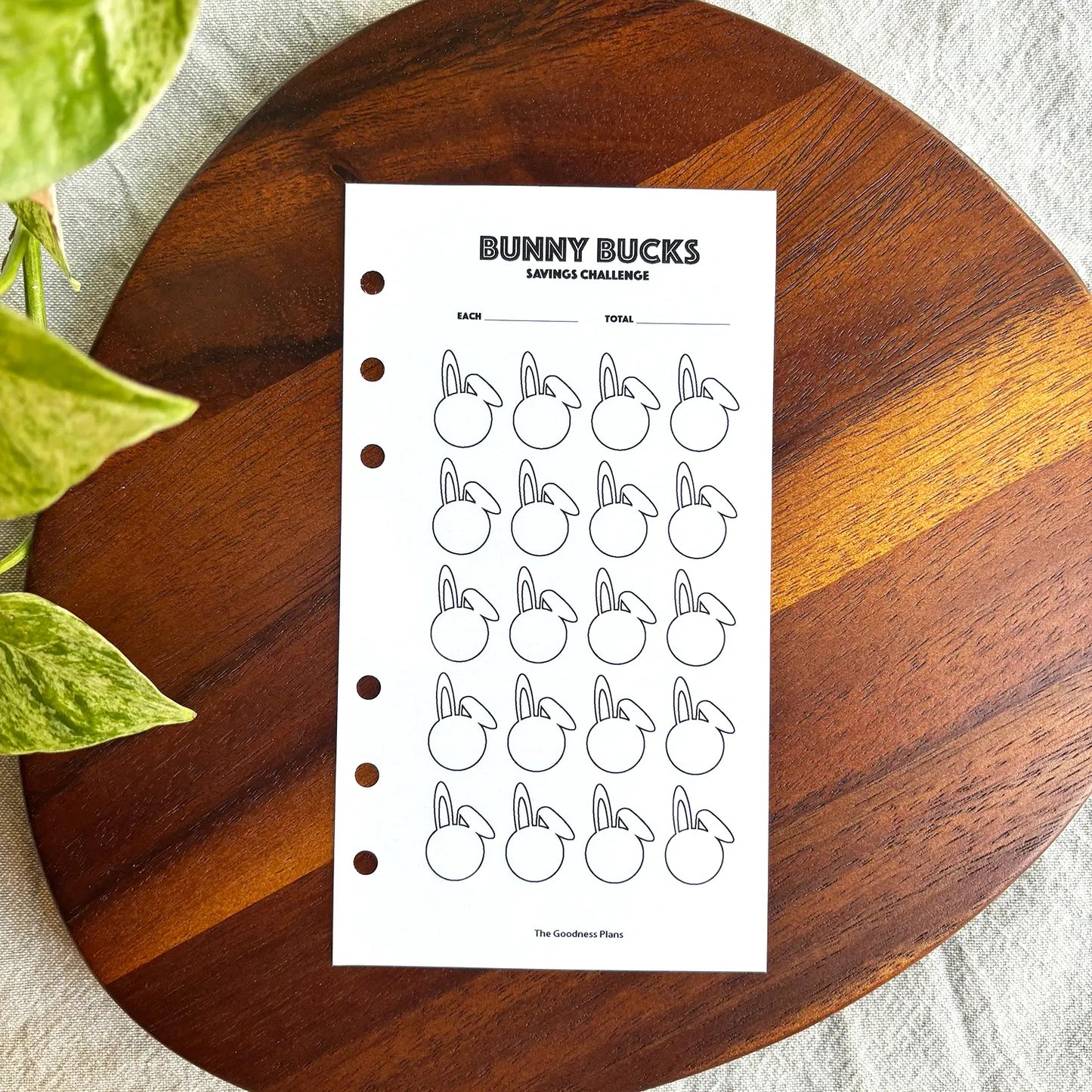 Bunny Savings Challenge – Tracker Page